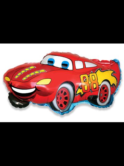 Шар фольгированный с гелием "Веселый гонщик" красный 81см