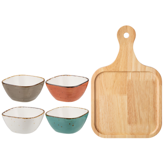 НАБОР САЛАТНИКОВ НА ДЕРЕВ. ПОДСТАВКЕ "ПРИРОДА" 5 предметов