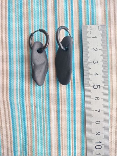Серьги &quot;Щельга&quot;  (из шунгитовой гальки)