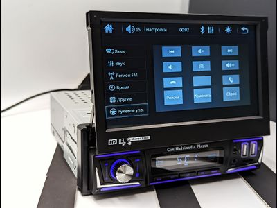 Выдвижная 1DIN магнитола Pro.Pioneer с сенсорным 7 дюймовым HD экраном, есть Bluetooth, AUX, SD, USB, громкая связь, зарядка телефона
