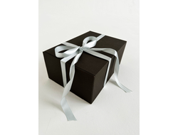 2 шт. - Черная подарочная коробка GILEV 37x26x12см с серебряной лентой и наполнителем