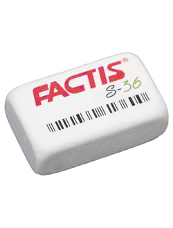 Ластик FACTIS S 36 (Испания), 40х24х14 мм, белый, прямоугольный, мягкий, CNFS36