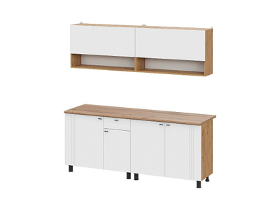 Монако 2,0м Кухонный гарнитур Дуб Золотой / Белый матовый Дуб Вотан