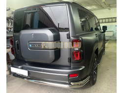 Защита заднего бампера угловая большая двойная Папа Тюнинг d60/42 для Haval H9 2024-