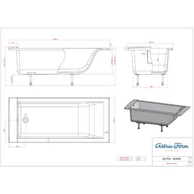 Astra-Form ванна Магнум 180/80 см белая