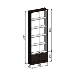 (TSV 11) Витрина пристенная со шкафчиком