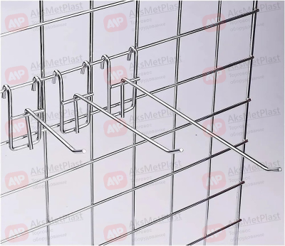 220004 Крючок металлический на торговую решетку-сетку хром, L=50, мм d=3 мм
