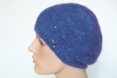 Голубой тонкий зимний берет для женщин Vizio Италия 6948 BO