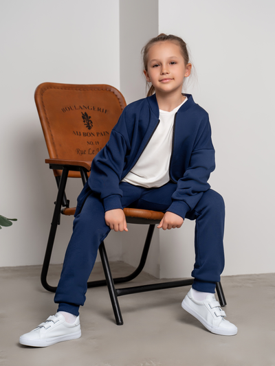 Бомбер на молнии синий