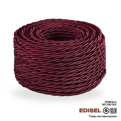 Витой ретро провод 3х1.5 гранатовый шелк бухта