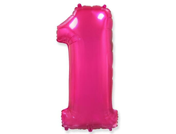 Фольгированная цифра 1, 100 см, фуксия  В НАЛИЧИИ