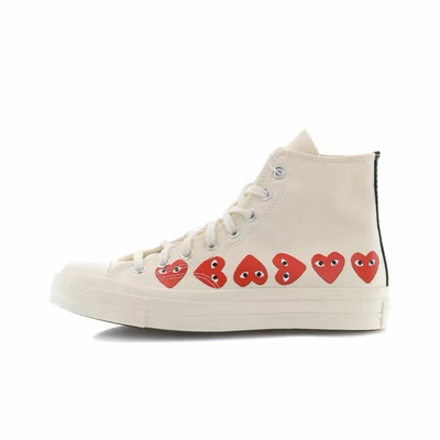 Купить Converse Comme des Garcons Play  с сердечками белые высокие 162972C