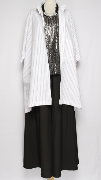 Рубашка Бохо "Хлопок свободная" белая в полоску до р.58