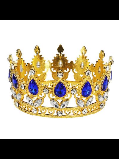Корона для торта с синими камнями (золото), 8,2*4,5см