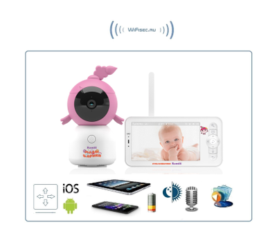 Видеоняня Ramili Baby RV100NUSHA Нюша, Малышарики, с креплением, Wi-Fi моторизированная видеоняня с креплением + монитор с диагональю 12,7 см., интерком, DVR, 2k