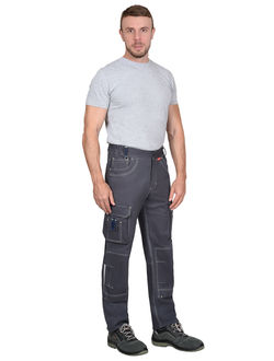 Брюки "СИРИУС-ДЖЕТ" т.серый с синим тк. стрейч с ВО