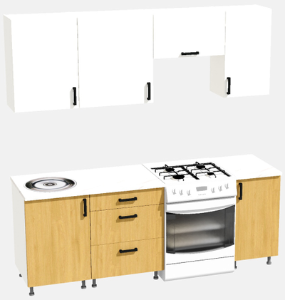 Кухня Эконом 1,5 метра (1100х400) Цвет: Белый/Дуб Сонома