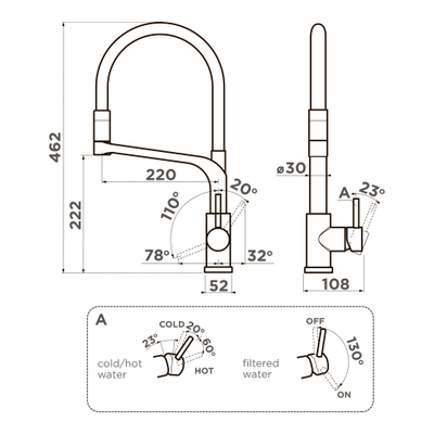 СМЕСИТЕЛЬ OMOIKIRI SINTO 2 PLUS BN-WH 4994468 нержавеющая сталь