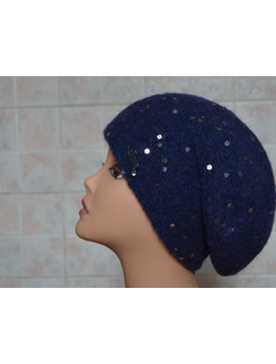 Вязаный берет женский зима 2017 - 2018 Vizio Италия 5841 синий