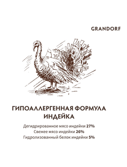 Grandorf (Грандорф): сухой корм для собак крупных пород Индейка, 3 кг