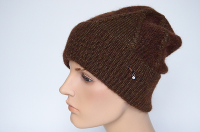 Коричневая шапка вязаная с отворотом Vizio Италия 6989 CRYО