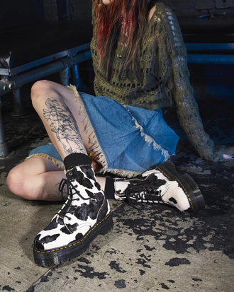 Ботинки Dr. Martens Jadon Hair-On Cow Print Platform женские