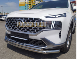 Защита переднего бампера двойная d60/42 для Hyundai Santa fe 2021-2024