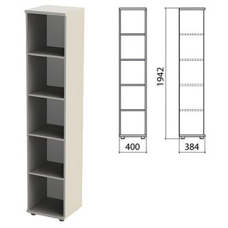 Шкаф (стеллаж) "Этюд", 400х384х1942 мм, 4 полки, серый