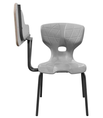 Школьный стул ШС12 с пюпитром (единое сиденье и спинка с 3D рисунком) цвет пластика серый