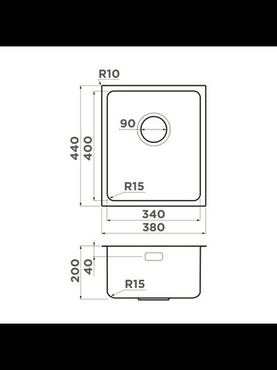 Мойка OMOIKIRI TADZAVA 38-U/I ULTRA 15 IN