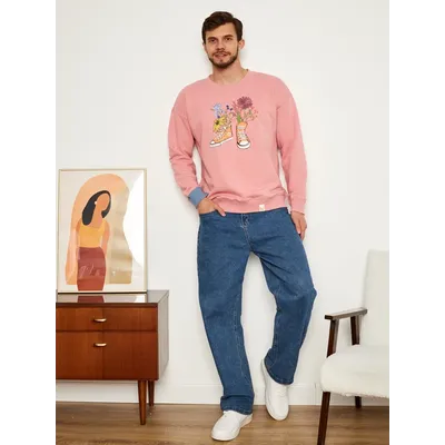 МУЖСКОЙ СВИТШОТ РОЗОВЫЙ "ЦВЕТОЧНЫЕ КЕДЫ"