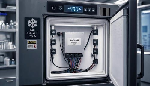 Лабораторное испытание LED-драйвера в камере холода.