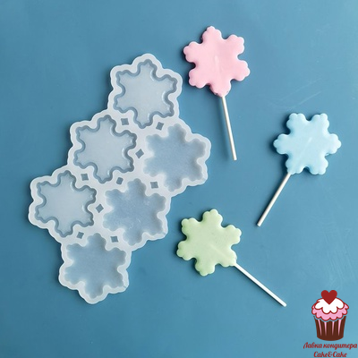 Форма силиконовая для леденцов "Снежинки", 3 шт.