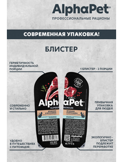 AlphaPet (АльфаПет) Superpremium влажный корм (пауч) для кошек с чувствительным пищеварением ягненок и брусника в соусе, 80 г