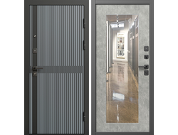 Дверь стальная Граунд грей с зеркалом бетон