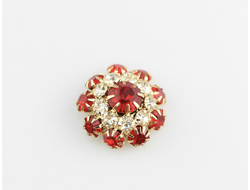 ПУГОВИЦЫ ДЕКОРАТИВНЫЕ СО СТРАЗАМИ Dolce&Gabbana, 22 мм. 50 шт. РК-00044. Цвет: красный