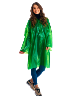 Плащ-дождевик -Люкс" на липучке ПВД 80 мкр. зеленый, пропаянные швы (х50)