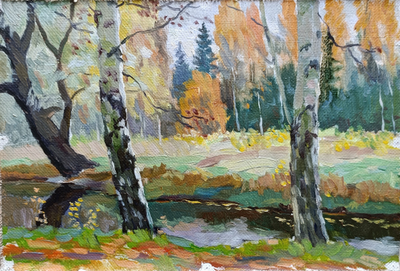 "Мраморный мост. Царское Село" холст масло 1970-е годы