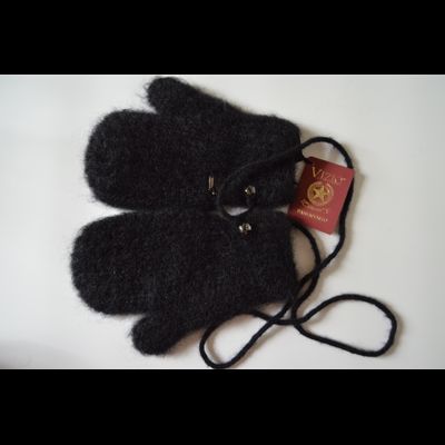 Вязаные мохеровые черные варежки женские Италия Vizio 6946 MUL