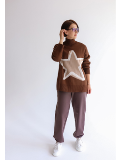 Жаккардовый свитер со звездой (шоколад)