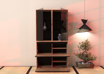 Берген тумба со стеклом Дуб делано/Венге