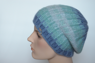 Голубой женский берет из мохера и альпака Vizio Италия 6916 B