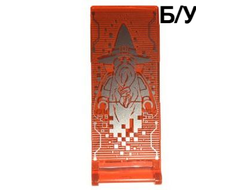 ! Б/У - Flag 7 x 3 with Bar Handle with Merlok Hologram Pattern, Trans-Neon Orange (30292pb025 / 6132945) - Б/У