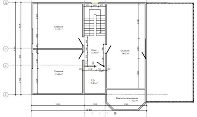 Одноэтажный каркасный дом с мансардой с четырьмя спальнями 160м² (SK61)