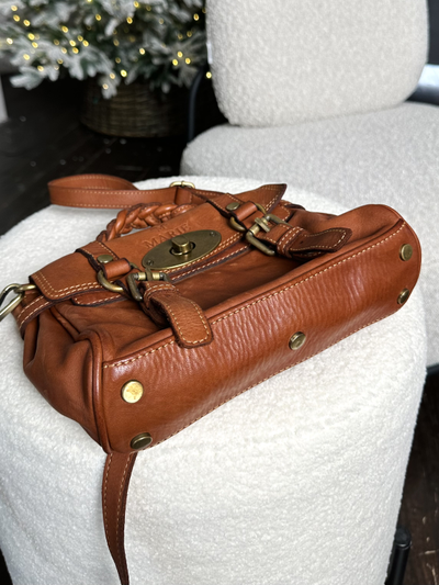 Женская маленькая сумка сэтчел из натуральной винтажной кожи, цвет рыжий, Vera Pelle  Арт.024488