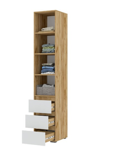 Спальня ХЕЛЕН - Пенал закрытый ПН 03 Дуб Крафт золотой/Белый Шагрень