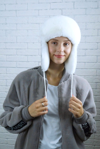 Ушанка "Гармония" цвет серебро + белый