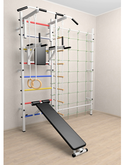 Шведская стенка  в квартиру с турником , брусьями, скамьей , детскими навесными и канатным л