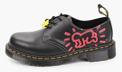 Полуботинки Dr. Martens 1461 черные с принтом