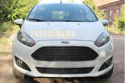 Защита радиатора Ford Fiesta MK6 (рестайлинг) 2015- black верх PREMIUM